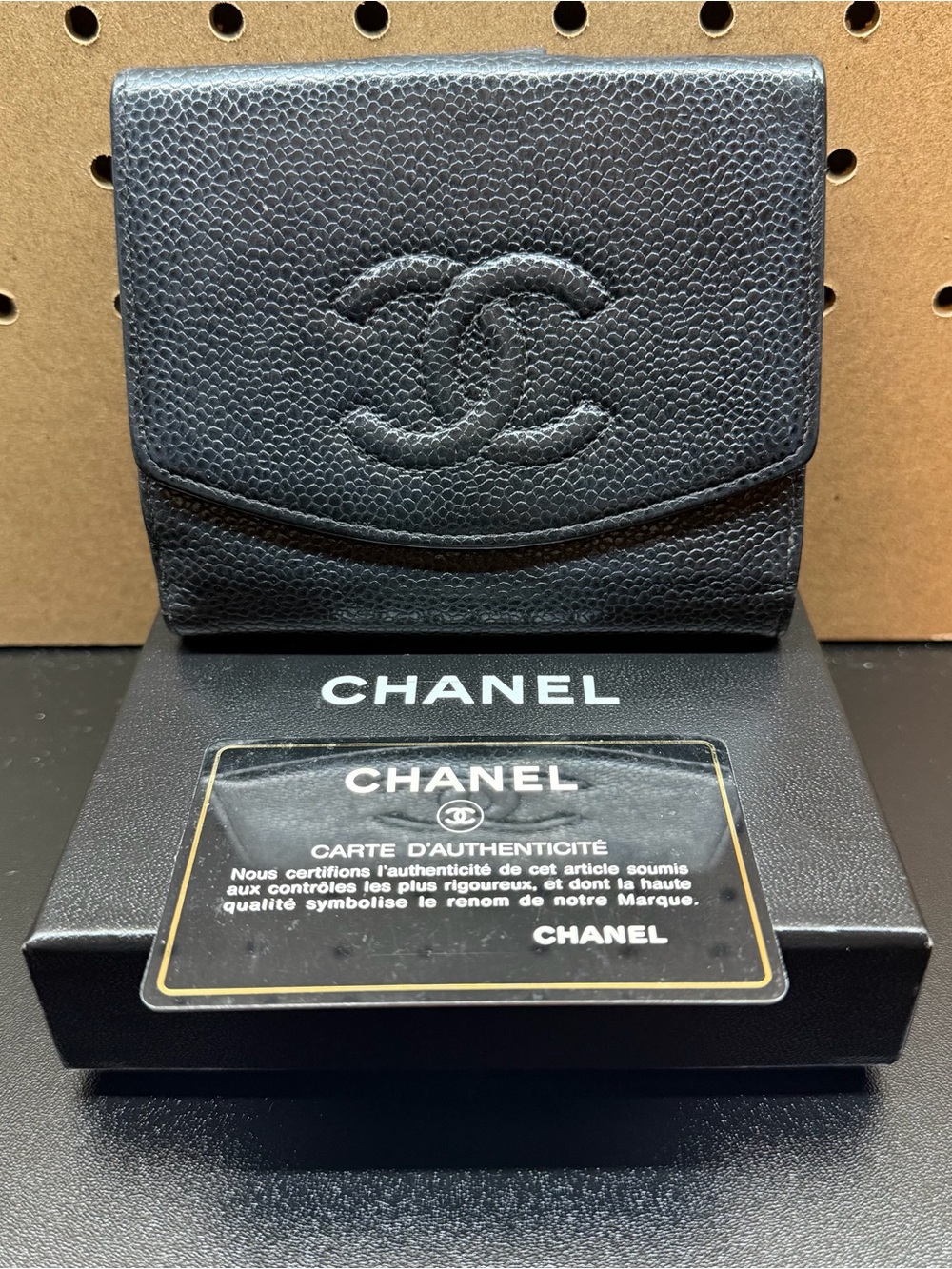CHANEL Caviar CC Compact Bifold Wallet